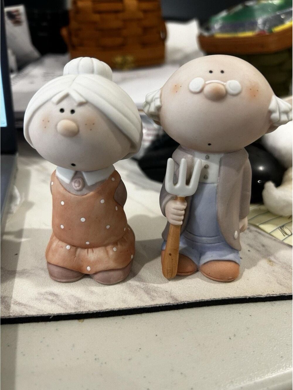Bumpkins Figurines Fabrizio Grandpa Grandma Pitchfork Rolling Pin Pair Set of 2
